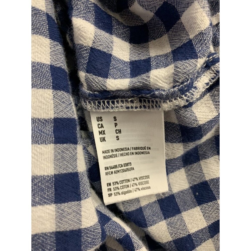 American Eagle Womens Small Boyfriend Fit Blue Buffalo Plaid Button Down m - Picture 9 of 9